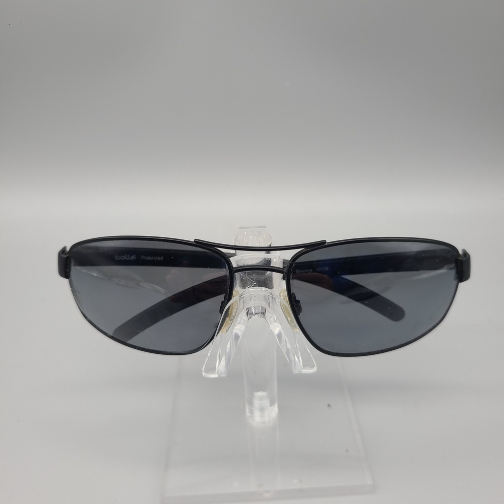 Bolle Bounce 10139 Polarized Sunglasses Black Metal Aviator Frame Italy